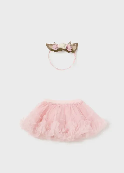 2803 Infant Girls Tutu and Deer Ear Headband Set - Baby Rose