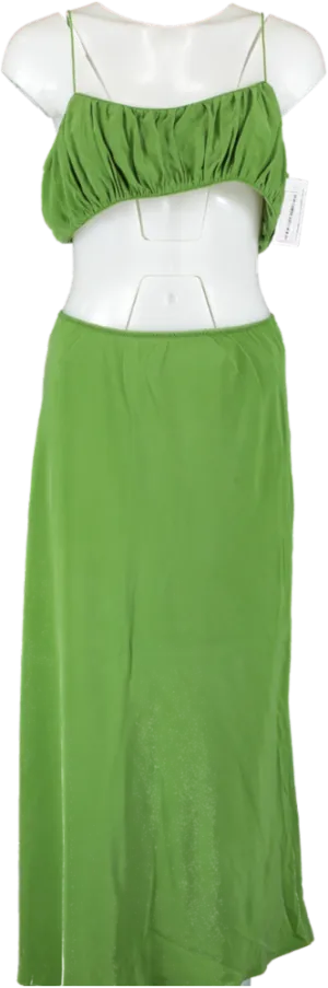 DEN Green Elowen Silk Skirt & Amora Crop Top Co-ord Set UK 14