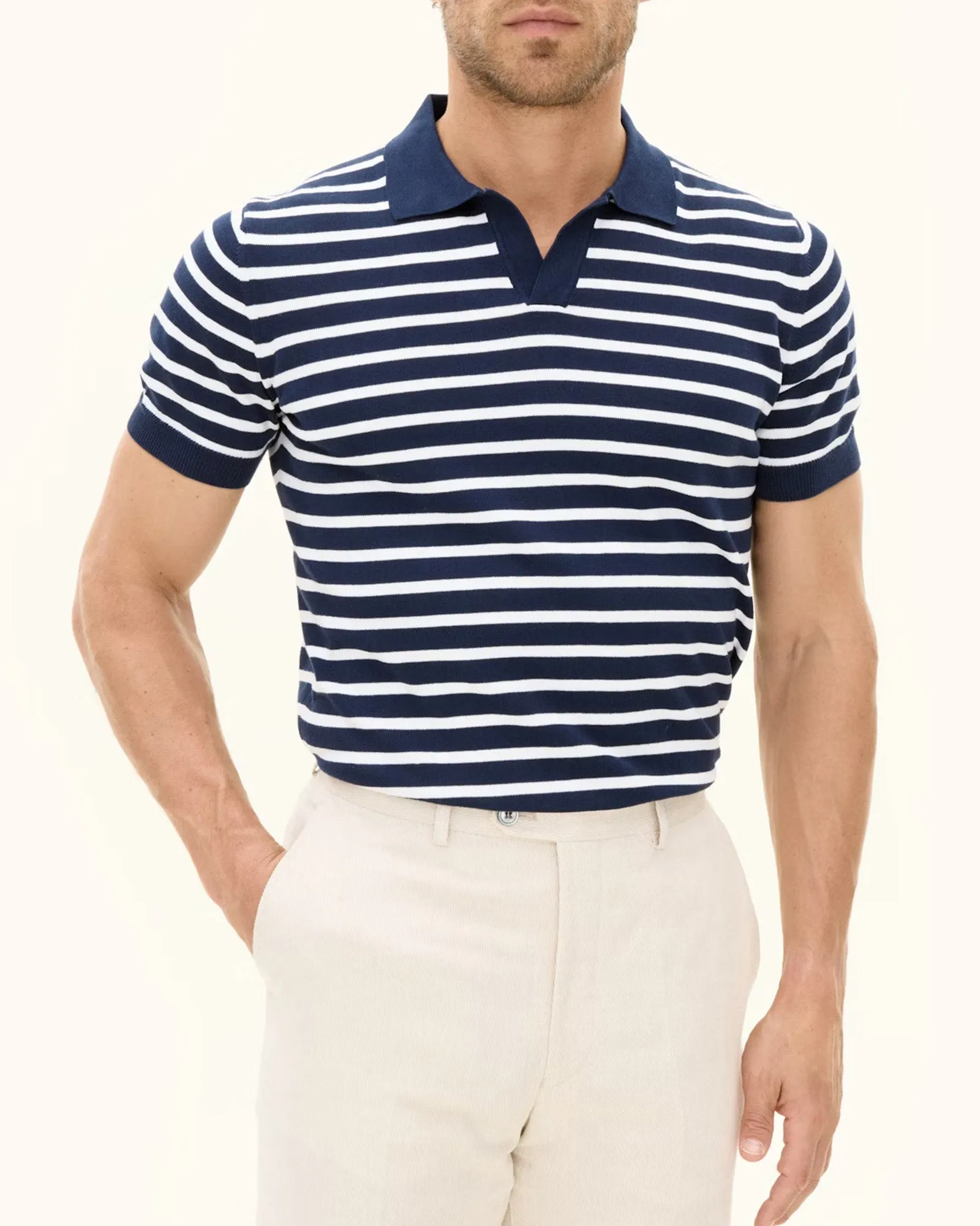 Devon Stripe Polo Bl