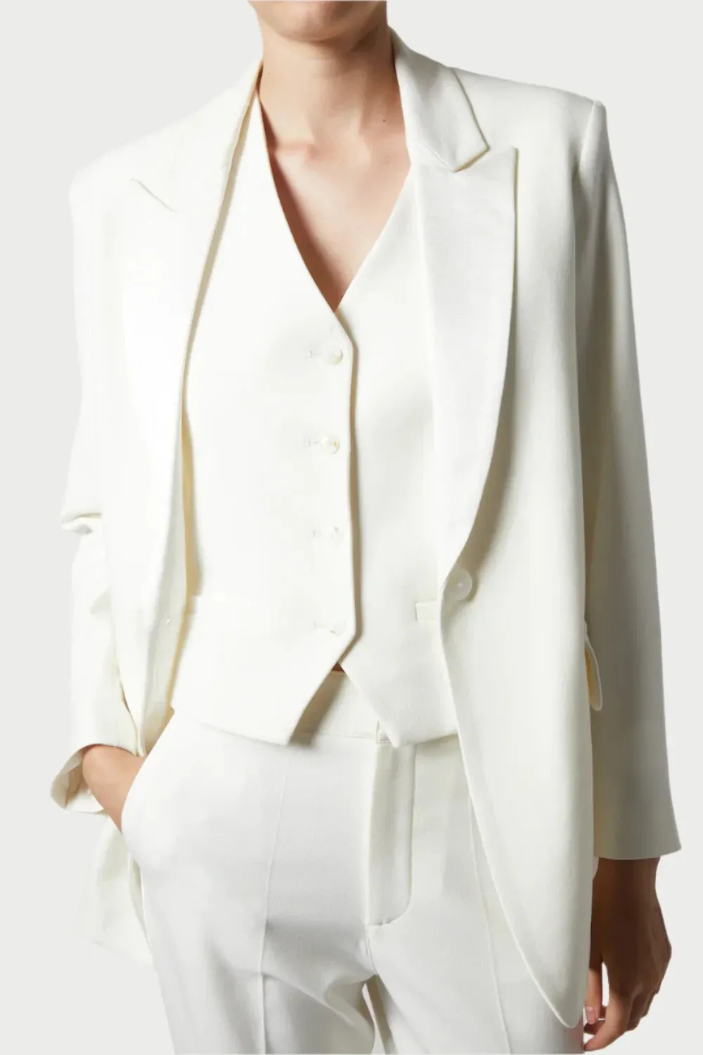 Dylan Tuxedo Jacket in Ivory