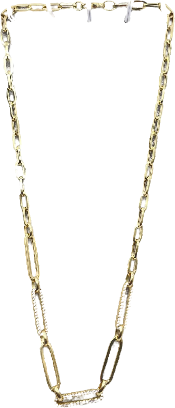 glambou Metallic 18k Gold Plated Pave Chain Link Necklace