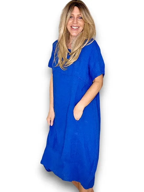 Helga May: Mid Sleeve Maxi Dress - Cobalt