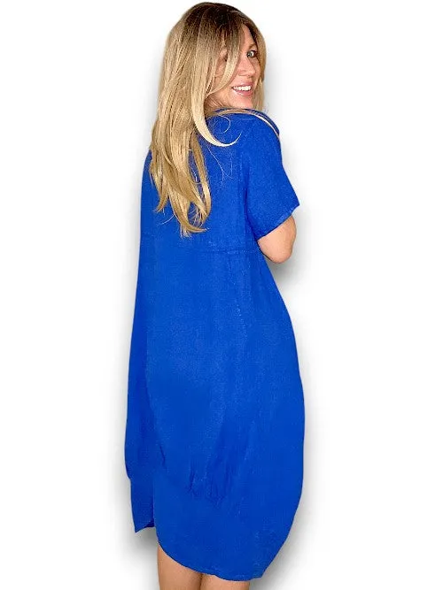 Helga May: Mid Sleeve Maxi Dress - Cobalt