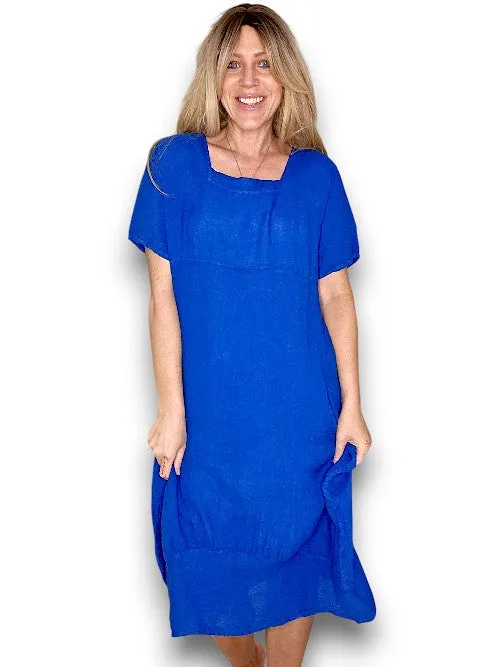 Helga May: Mid Sleeve Maxi Dress - Cobalt