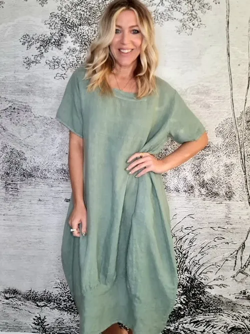 Helga May: Mid Sleeve Maxi Dress - Sage