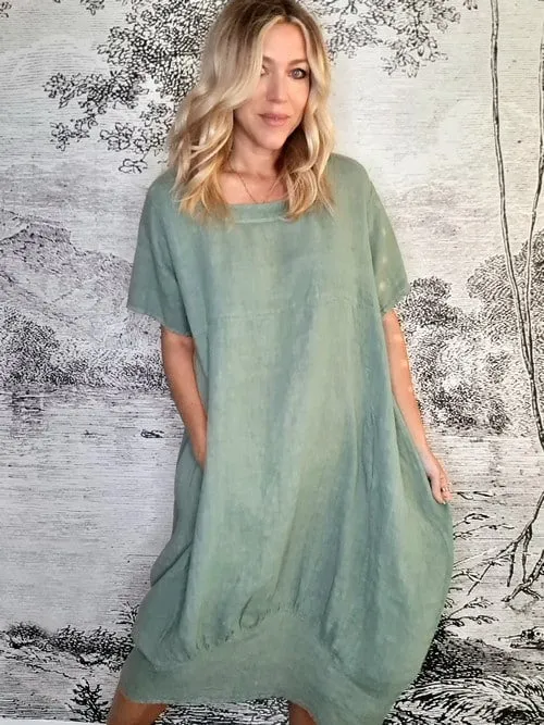 Helga May: Mid Sleeve Maxi Dress - Sage