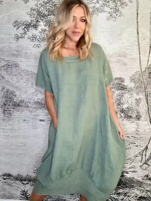 Helga May: Mid Sleeve Maxi Dress - Sage