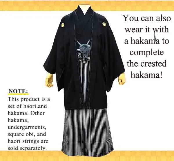 Men's Formal Kimono and Crested Haori Coat 2-Piece Set ＜Black＞