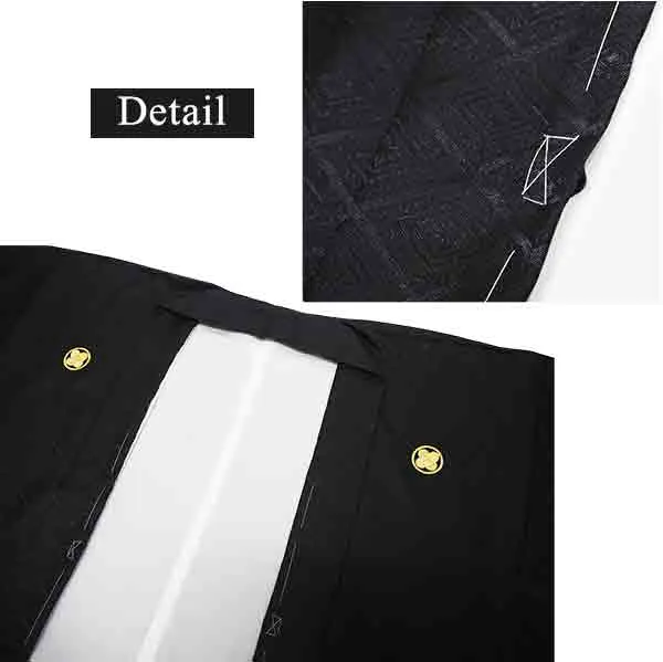 Men's Formal Kimono and Crested Haori Coat 2-Piece Set ＜Black＞