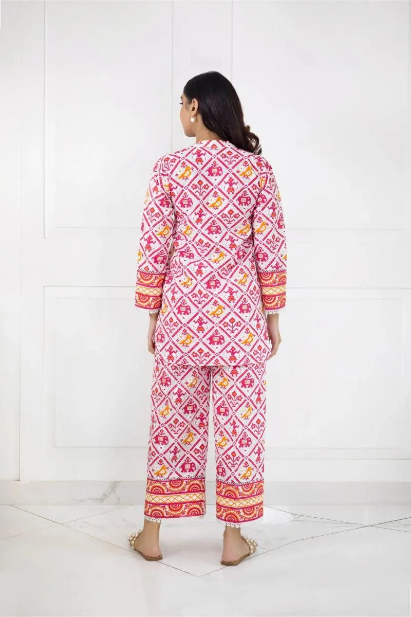 Shehrnaz-SHK 1013 - White - Screen Print - 2 Piece
