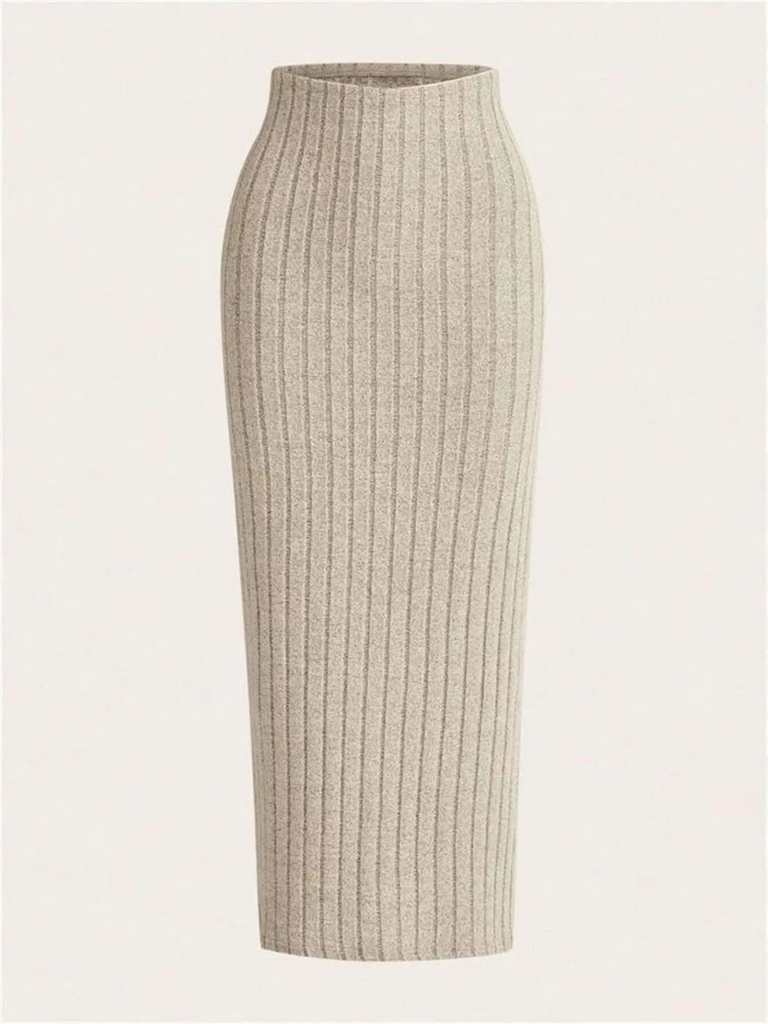 Women's Casual Solid Color Knit Pencil Skirt Women Elegant High Waist Slim Fit Long Skirt